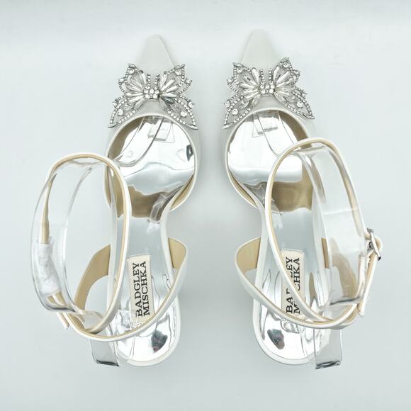 Badgley Mischka Womens Kalista Stiletto Heel US 8M EU 38.5 White Satin NIB - Picture 9 of 12